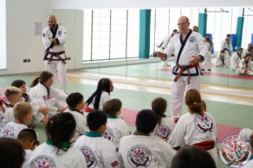 Master Inoshita instructing a group of junior grades