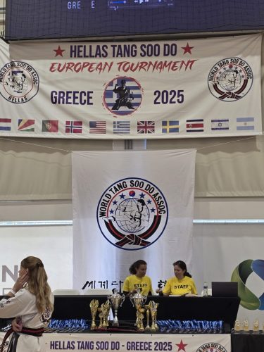 European Championships banners and top table