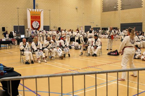 Susie Morris in front of judges in hyung division